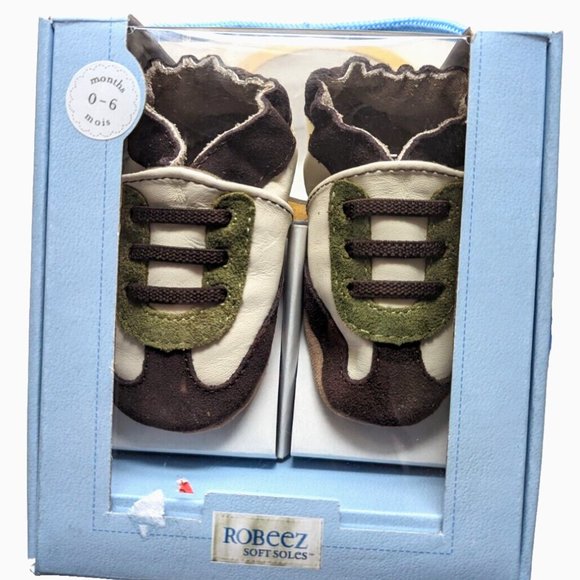 Robeez Soft Soles Baby All Star Basketball Game Crib Shoe Brown-Green Sz… - Picture 3 of 6